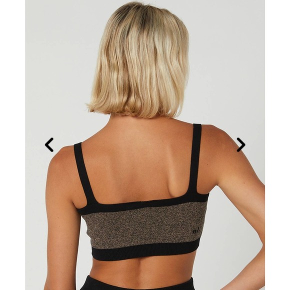 NUDE LUCY ACTIVE Knit Crop Top Womens Small Granite Black Shirt Workout NWT - Picture 3 of 16